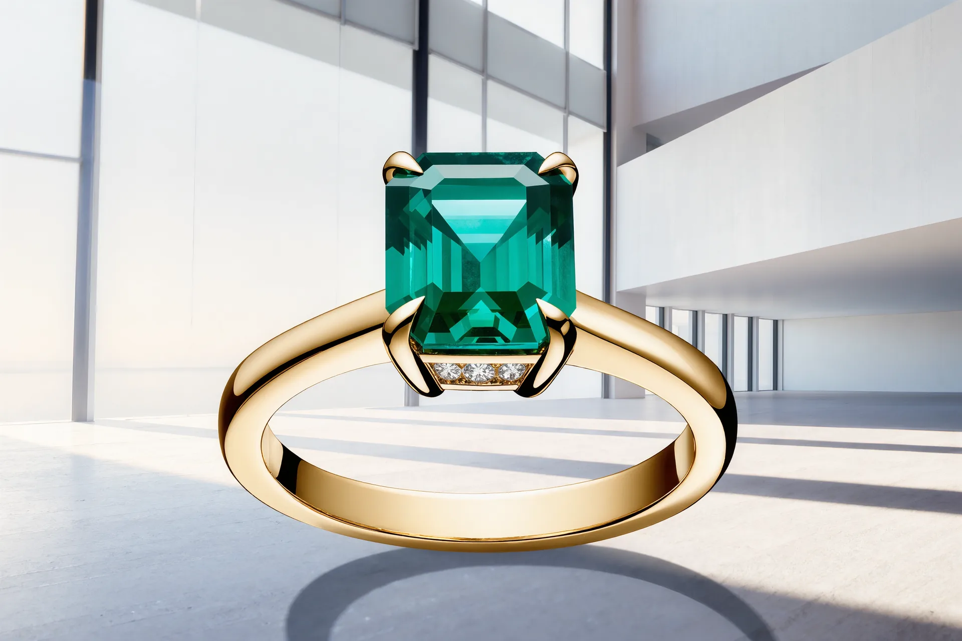 Une émeraude colombienne d'un vert profond sertie sur une bague ancienne en or jaune