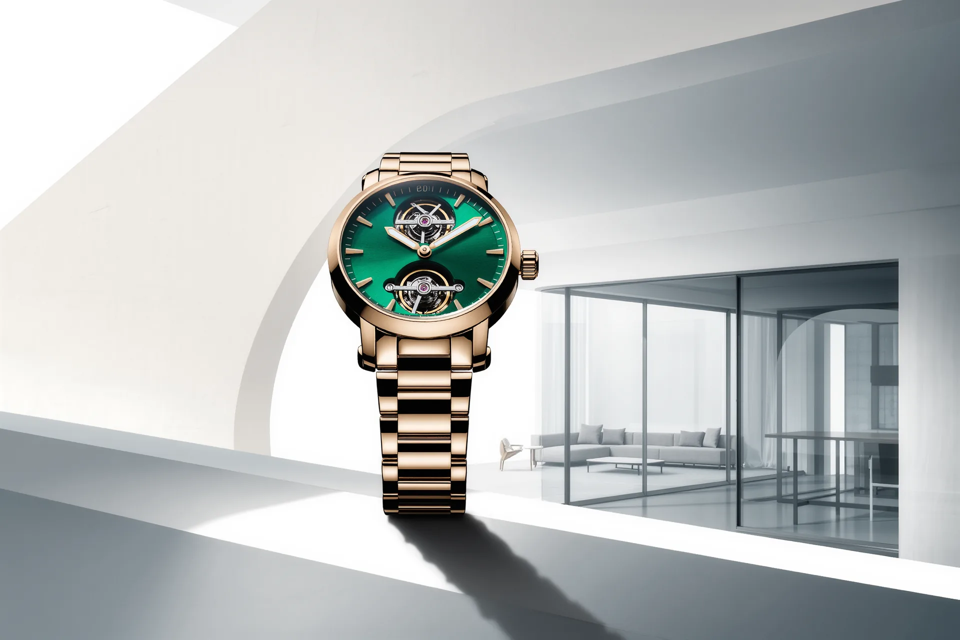 Chronographe à rattrapante montrant ses deux aiguilles de secondes superposées, l'une figée sur un temps intermédiaire, l'autre poursuivant sa course