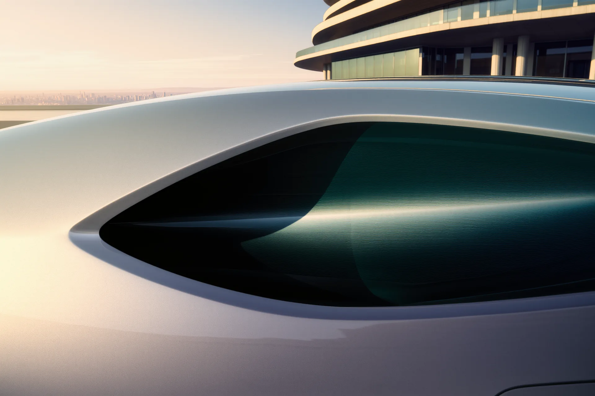 Jante à rayons fins d'un gris satiné remplissant le passage de roue d'un coupé de prestige